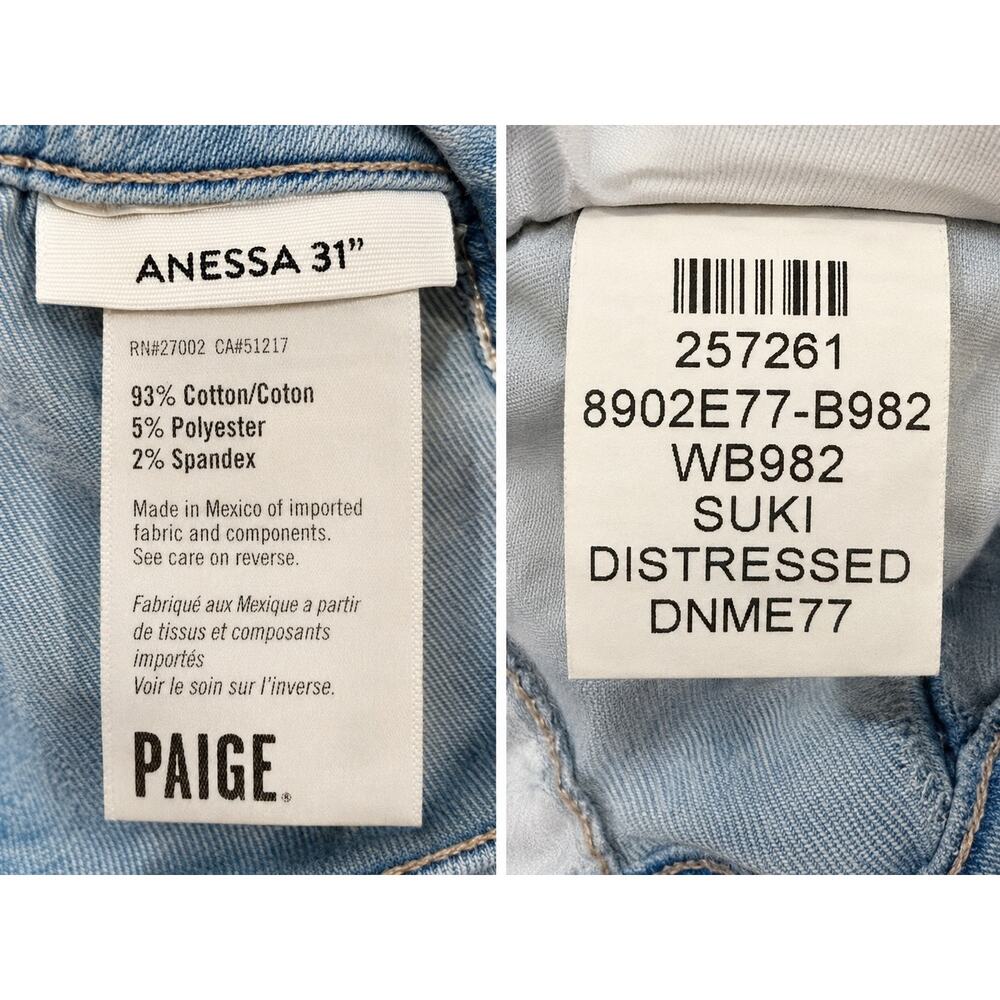 NWT PAIGE Anessa 31 High Rise Wide Leg Jeans Suki Distressed Raw Hem Luxury 31 - Picture 14 of 14